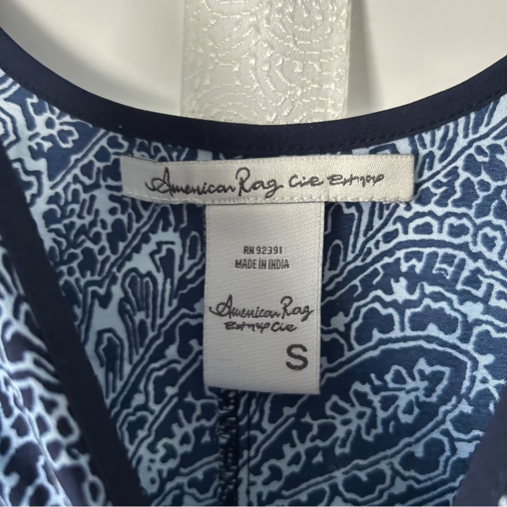 American Rag Dress Mini Navy Blue Paisley Sleeveless Small - Picture 3 of 8
